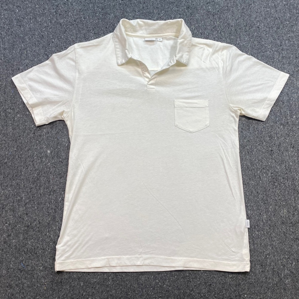Onia Polo Shirt Sz S Mens White Coastal Minimalist Pocket Short Sleeve Knit Top
